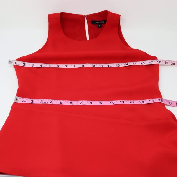 Cushnie Et Ochs 10 Holiday Red Asymmetrical Hem Tank Top Blouse - Picture 11 of 12